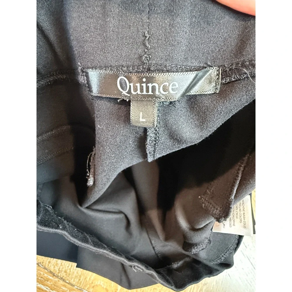 Quince Ultra Stretch Ponte Bootcut Pants Black Pull On Size Large W-PNT-21